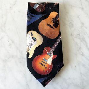 Guitar II Ralph Marlin Men's Neck Tie - Vintage Electric Acoustic Guitars Music